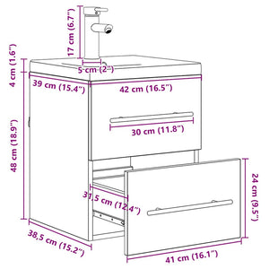 vidaXL Bathroom Cabinet with Drawers Reclaimed Wood 41 x 38.5 x 48 cm