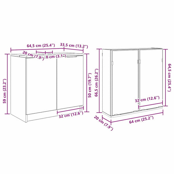 Badezimmerschrank Set Artisan Eiche 3-teilig