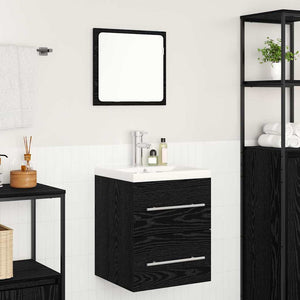 Schwarzer Waschbeckenschrank mit Schubladen, 42 cm