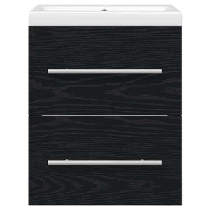 Schwarzer Waschbeckenschrank mit Schubladen, 42 cm