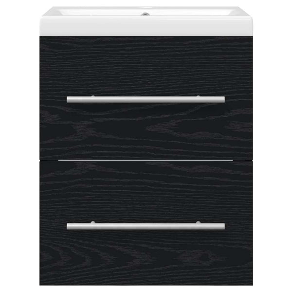 Schwarzer Waschbeckenschrank mit Schubladen, 42 cm