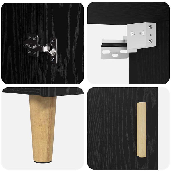 Highboard Schwarz Eichenoptik 180 cm