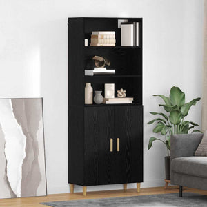 Highboard Schwarz Eichenoptik 180 cm