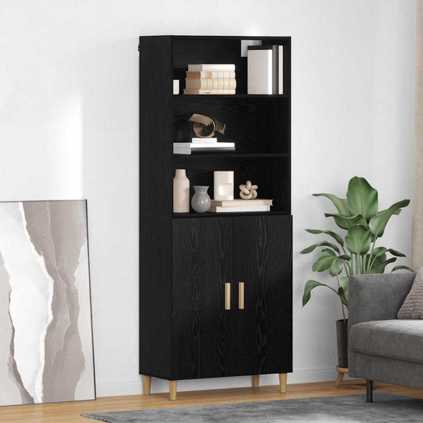 Highboard Schwarz Eichenoptik 180 cm
