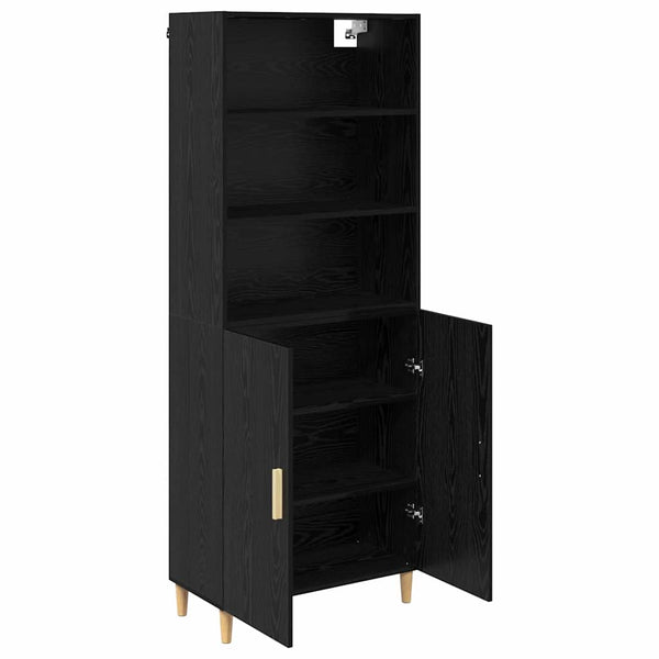 Highboard Schwarz Eichenoptik 180 cm
