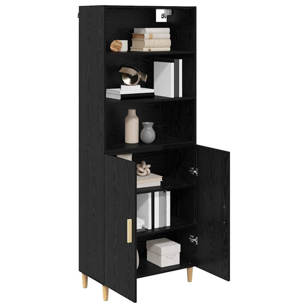 Highboard Schwarz Eichenoptik 180 cm