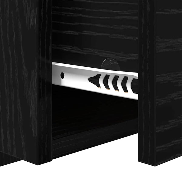 Schwarzes Kopfteil mit Schrank, Eichen-Optik