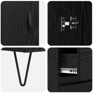 Highboard 2er-Set Schwarz Eichenoptik
