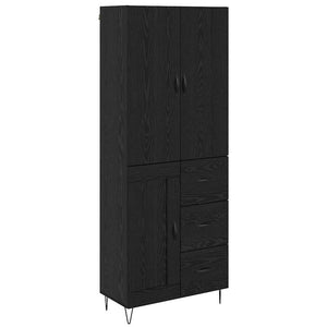 Highboard 2er-Set Schwarz Eichenoptik
