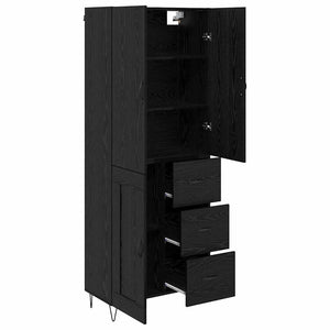 Highboard 2er-Set Schwarz Eichenoptik