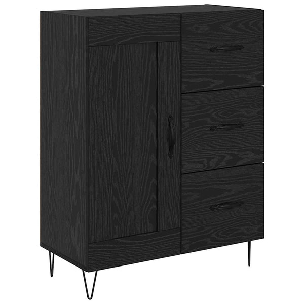 Highboard 2er-Set Schwarz Eichenoptik