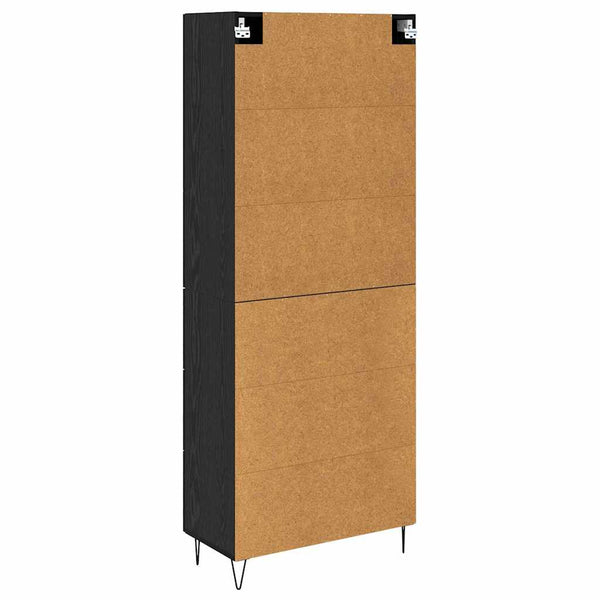 Highboard 2er-Set Schwarz Eichenoptik