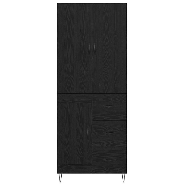 Highboard 2er-Set Schwarz Eichenoptik