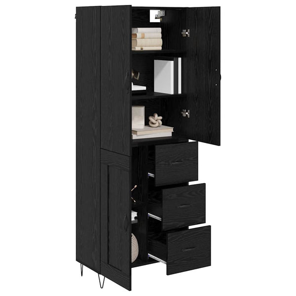 Highboard 2er-Set Schwarz Eichenoptik