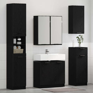 Badezimmerschrank Set 3-teilig Eiche Schwarz