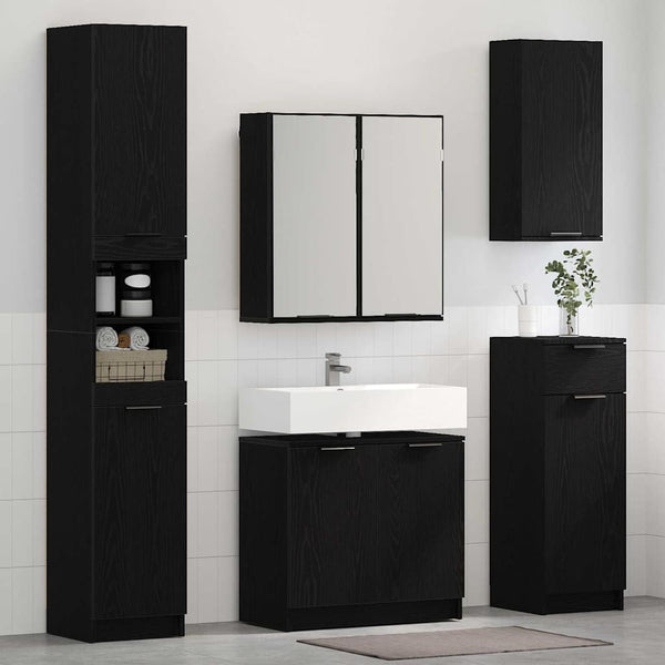 Badezimmerschrank Set 3-teilig Eiche Schwarz