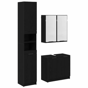 Badezimmerschrank Set 3-teilig Eiche Schwarz