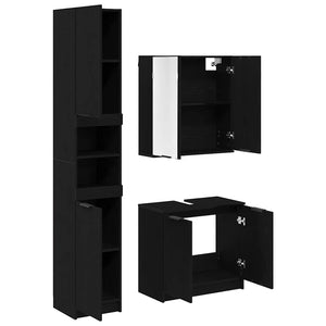 Badezimmerschrank Set 3-teilig Eiche Schwarz