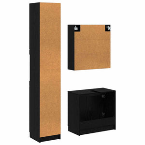 Badezimmerschrank Set 3-teilig Eiche Schwarz