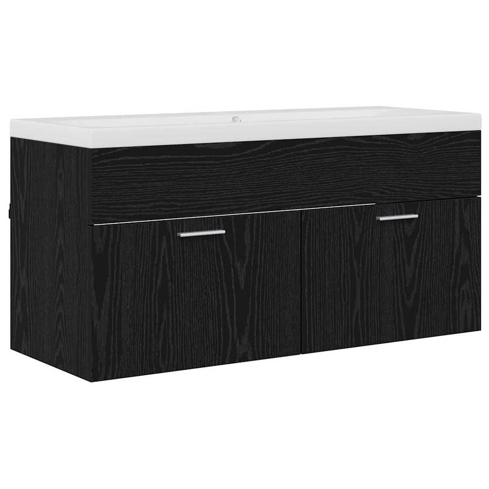 Schwarzer Badezimmerschrank Eichen-Optik 100cm