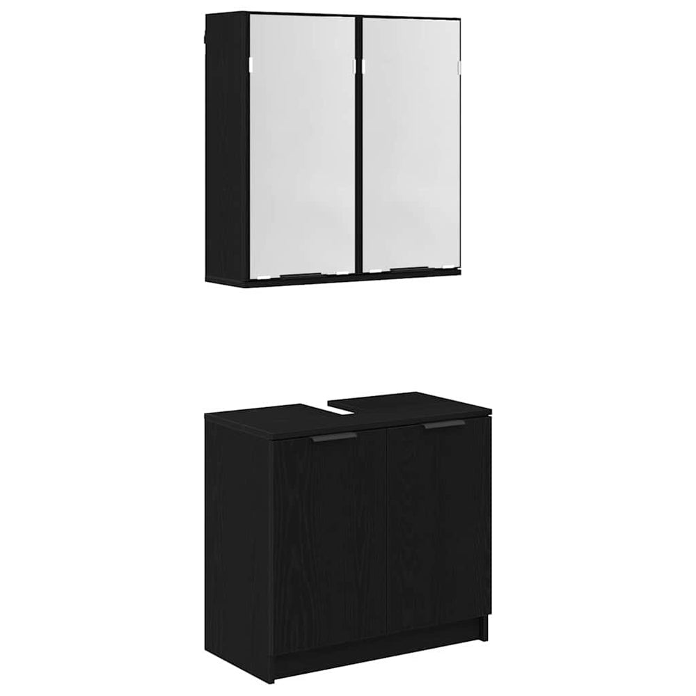 Badezimmerschrank Set Schwarz Eichenoptik