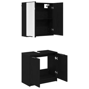 Badezimmerschrank Set Schwarz Eichenoptik