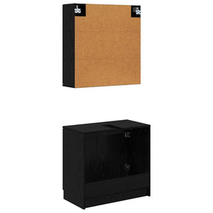 Badezimmerschrank Set Schwarz Eichenoptik