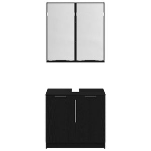 Badezimmerschrank Set Schwarz Eichenoptik