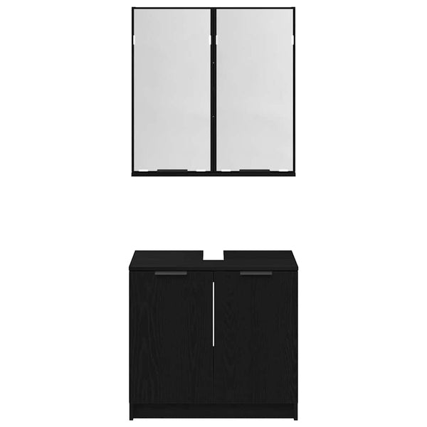 Badezimmerschrank Set Schwarz Eichenoptik