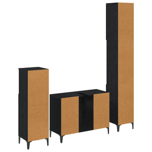 Badmöbel Set 3-teilig Schwarz Eiche