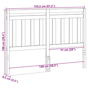 vidaXL Headboard with Headboard Wax Brown 155.5 x 100 cm