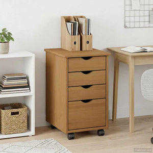 vidaXL Rolling Cabinet with Casters MOSS Honey Brown 34 x 39 x 56 cm