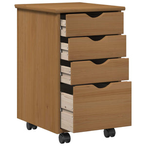 vidaXL Rolling Cabinet with Casters MOSS Honey Brown 34 x 39 x 56 cm