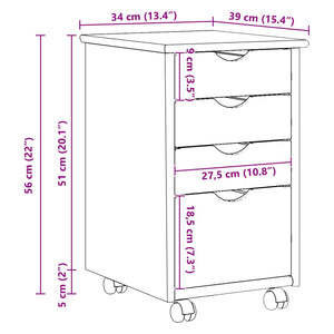 vidaXL Rolling Cabinet with Casters MOSS Honey Brown 34 x 39 x 56 cm