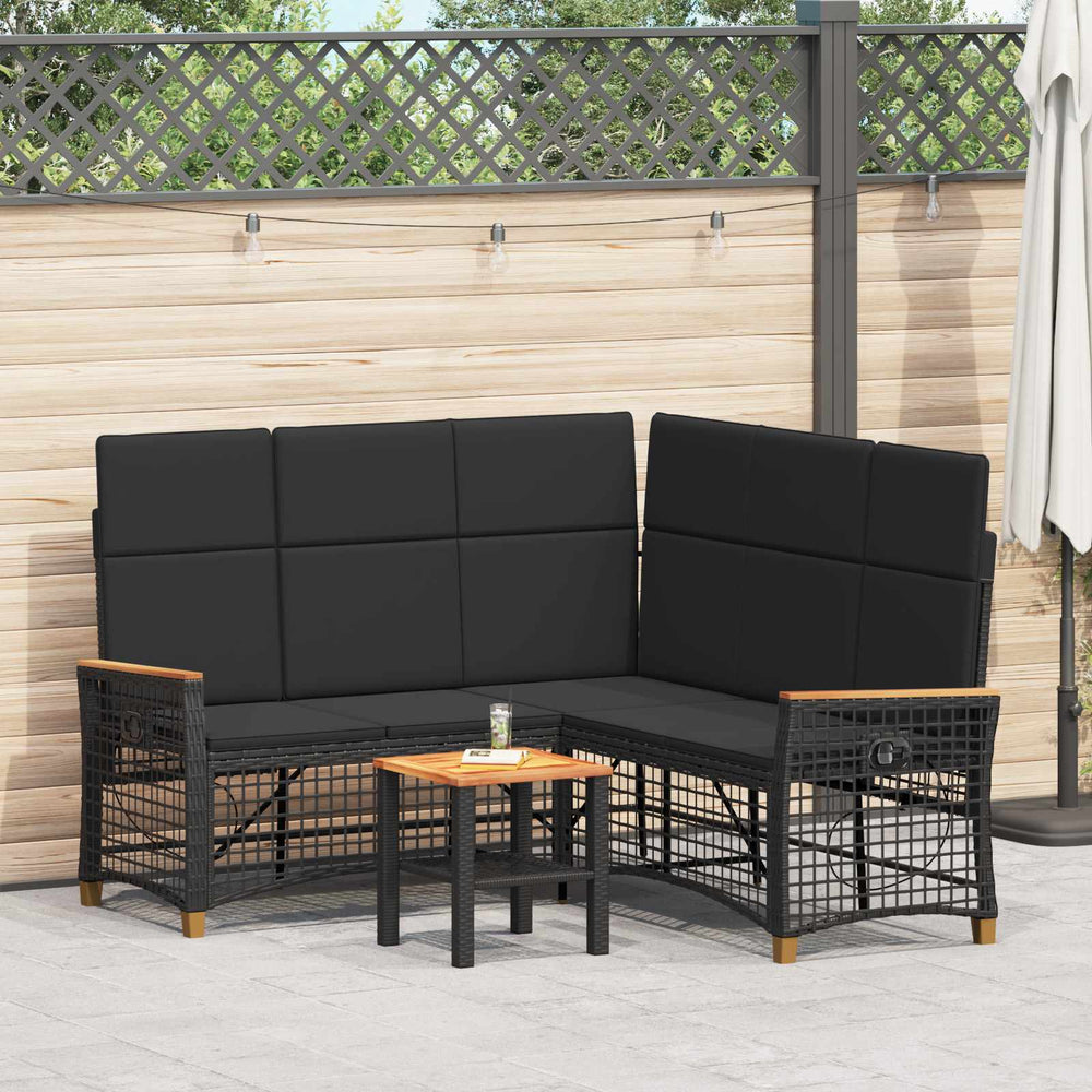 vidaXL Garden Adjustable Lounger Sofa Set Black 164 x 164 x 112 cm