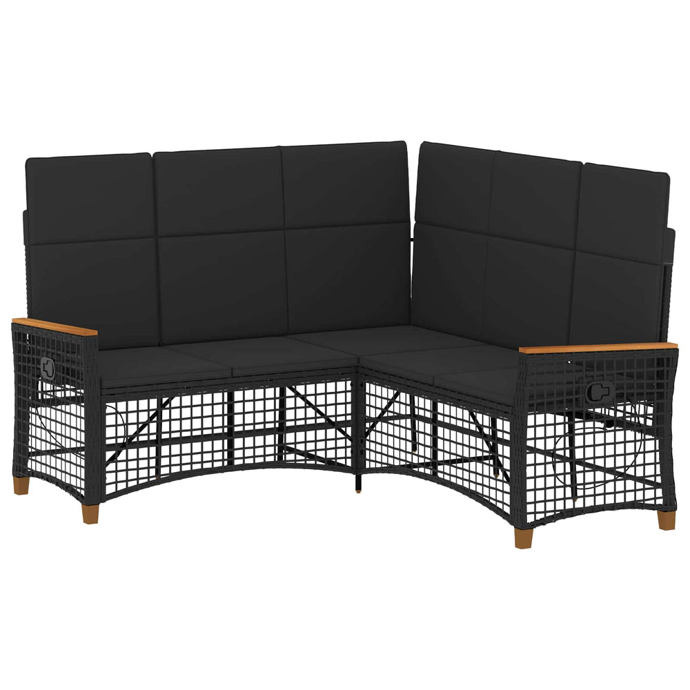 vidaXL Garden Adjustable Lounger Sofa Set Black 164 x 164 x 112 cm