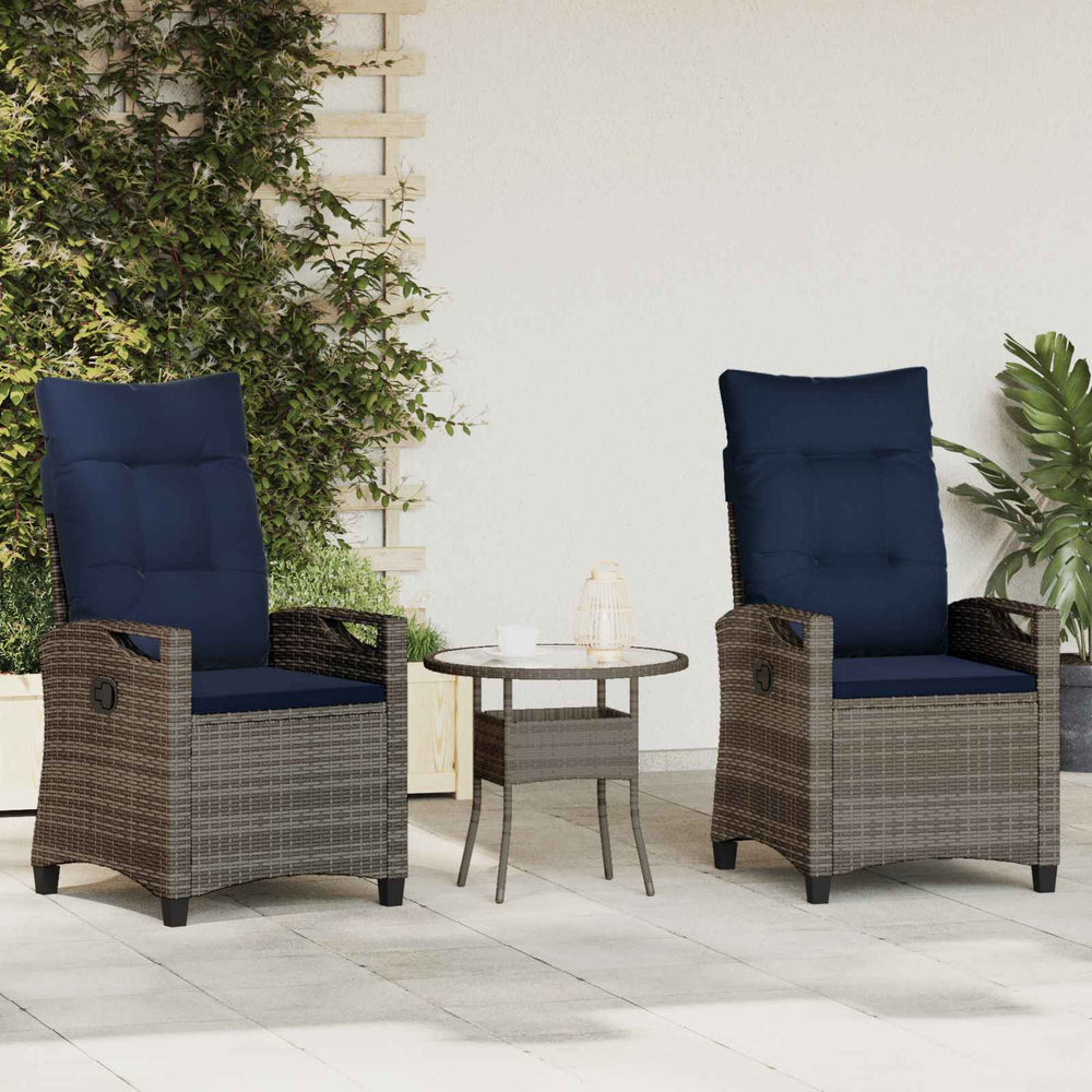 vidaXL Garden Chairs 2 pcs Grey and Navy Blue 56 x 60 x 112 cm