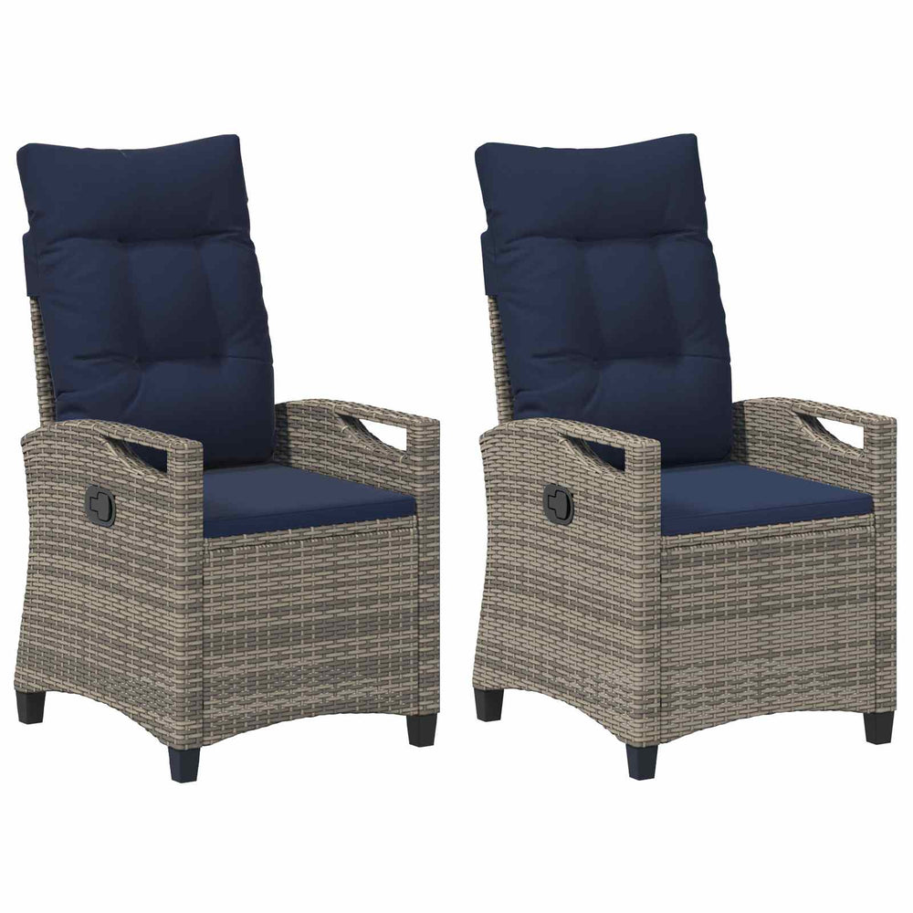 vidaXL Garden Chairs 2 pcs Grey and Navy Blue 56 x 60 x 112 cm