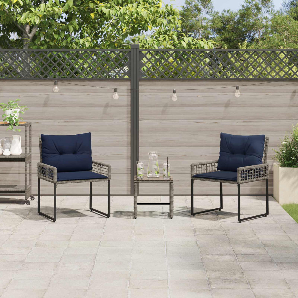 Gartenmöbel Set Grau Marineblau 3-teilig
