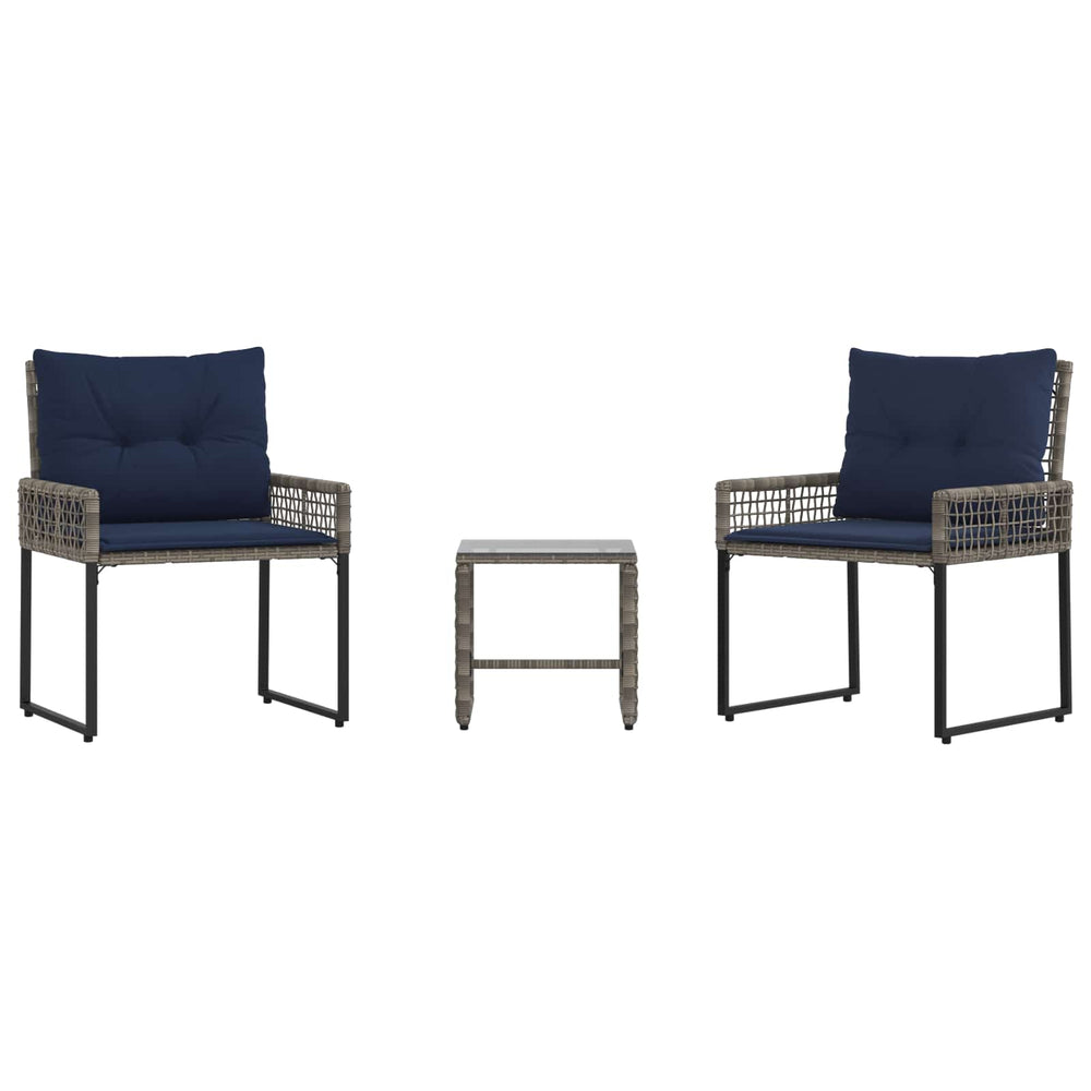 Gartenmöbel Set Grau Marineblau 3-teilig