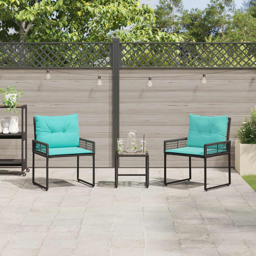 Gartenmöbel Set Schwarz Türkis 3-teilig