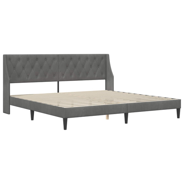 Dunkelgraues Samt Bettgestell 180x200 cm mit Kopfteil