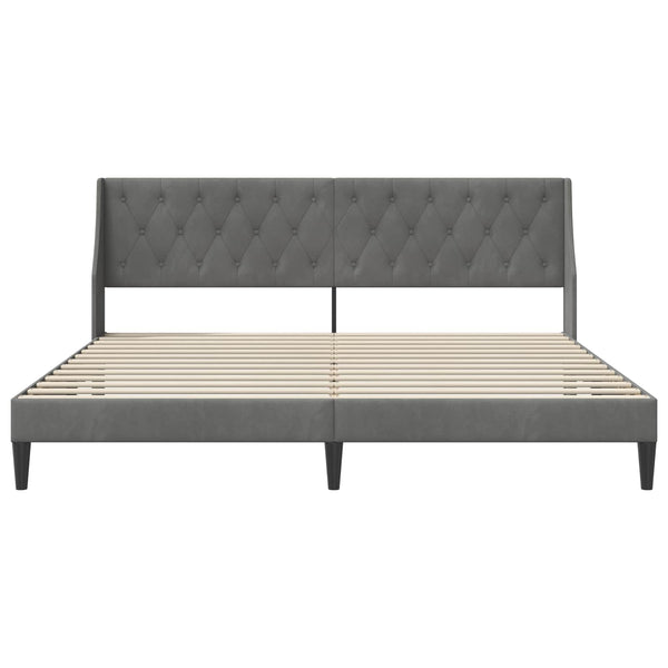 Dunkelgraues Samt Bettgestell 180x200 cm mit Kopfteil