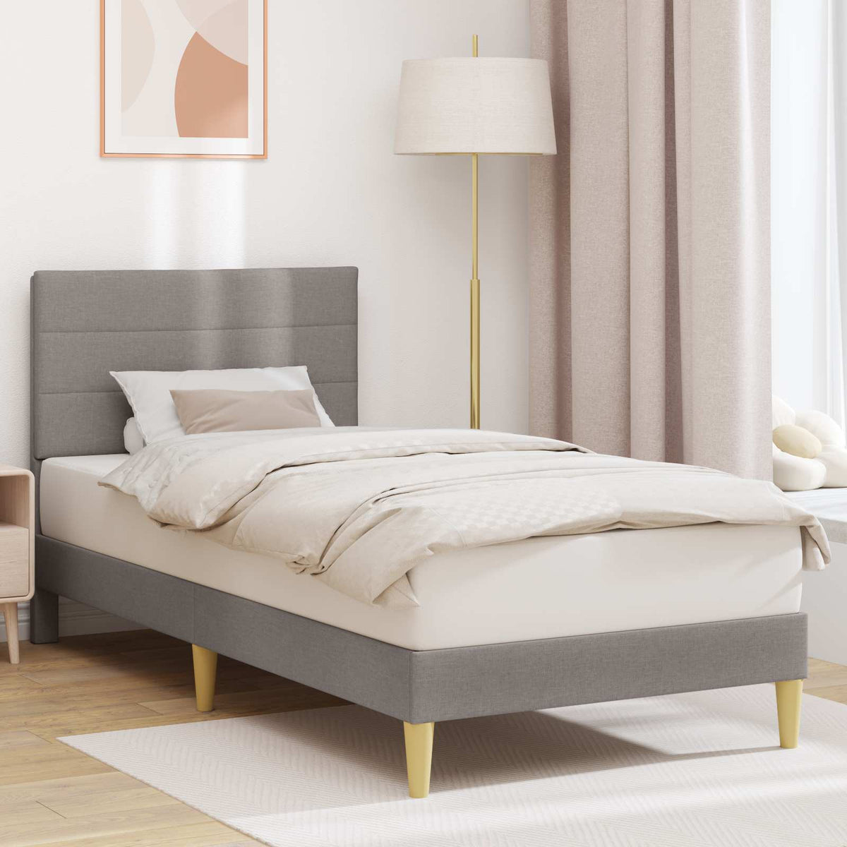 vidaXL Bed Frame with Headboard Taupe 80 x 200 cm Fabric