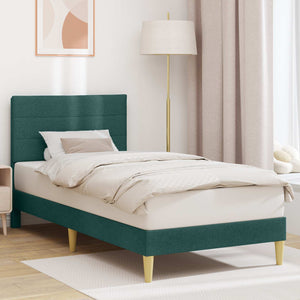 vidaXL Bed Frame with Headboard Dark Green 90 x 190 cm Fabric