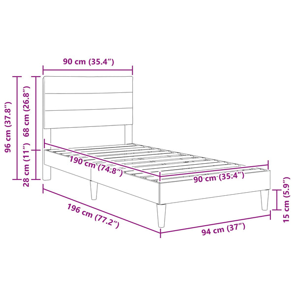vidaXL Bed Frame with Headboard Dark Green 90 x 190 cm Fabric