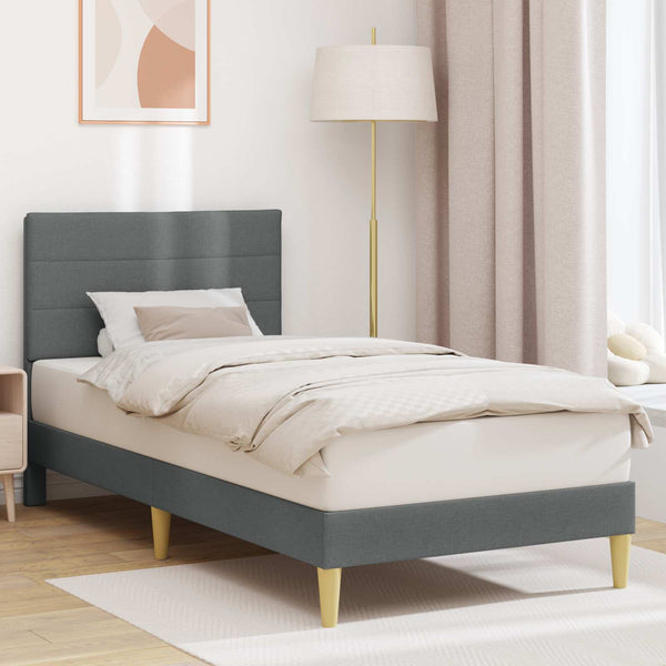 vidaXL Bed Frame with Headboard Dark Grey 90 x 200 cm Fabric