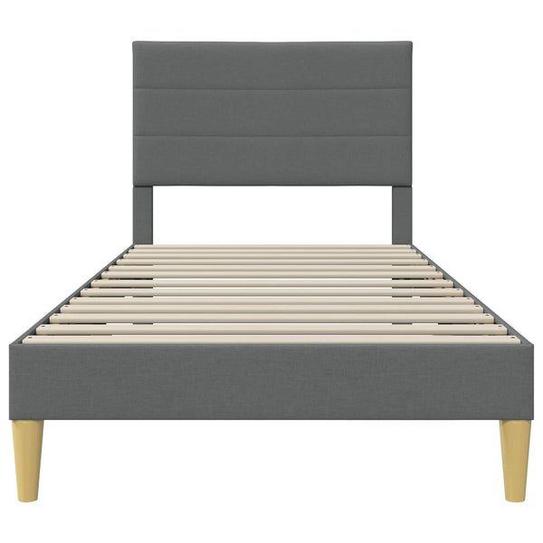 vidaXL Bed Frame with Headboard Dark Grey 90 x 200 cm Fabric