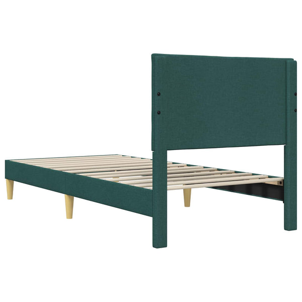 vidaXL Bed Frame with Headboard Dark Green 100 x 200 cm Fabric