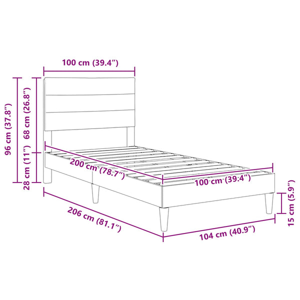 vidaXL Bed Frame with Headboard Dark Green 100 x 200 cm Fabric